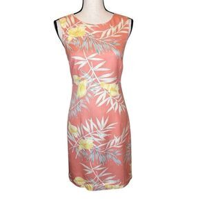 Vintage Tommy Bahama Coral Silk Coastal, Tropical Sheath Dress Size 4